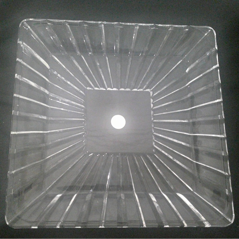 Crystal Clear Alexandria 11" Square Sunburst Cut Glass Serving Platter Lead-Free